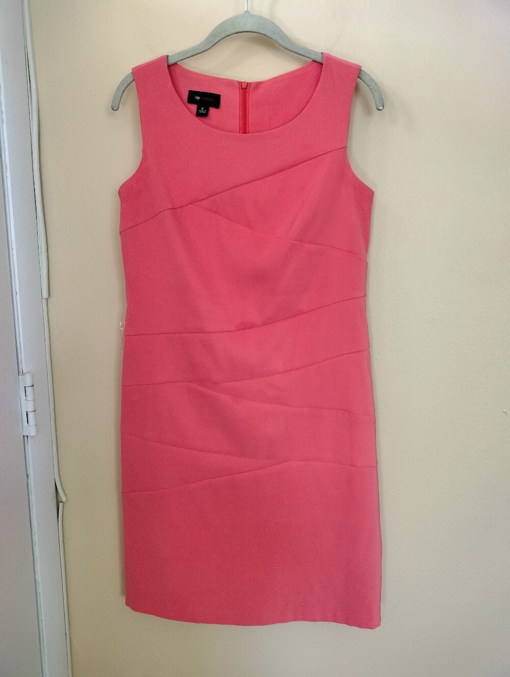 AB Studio Coral Sleeveless Sheath Dress 6 Office Stretch Wedding Guest
